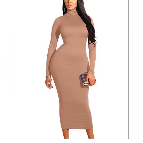 Sexy Bodycon Dress Turtleneck Long Sleeve Size Medium - Picture 4 of 5